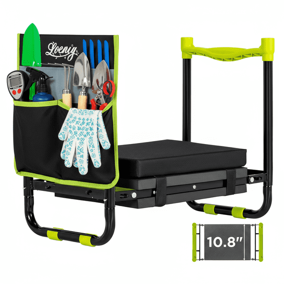 Nalone Garden Kneeler Bench and Seat with Cushion, Heavy-Duty Foldable Garden Wedding Stool Portable Garden Bench for Women Men Seniors Prayers