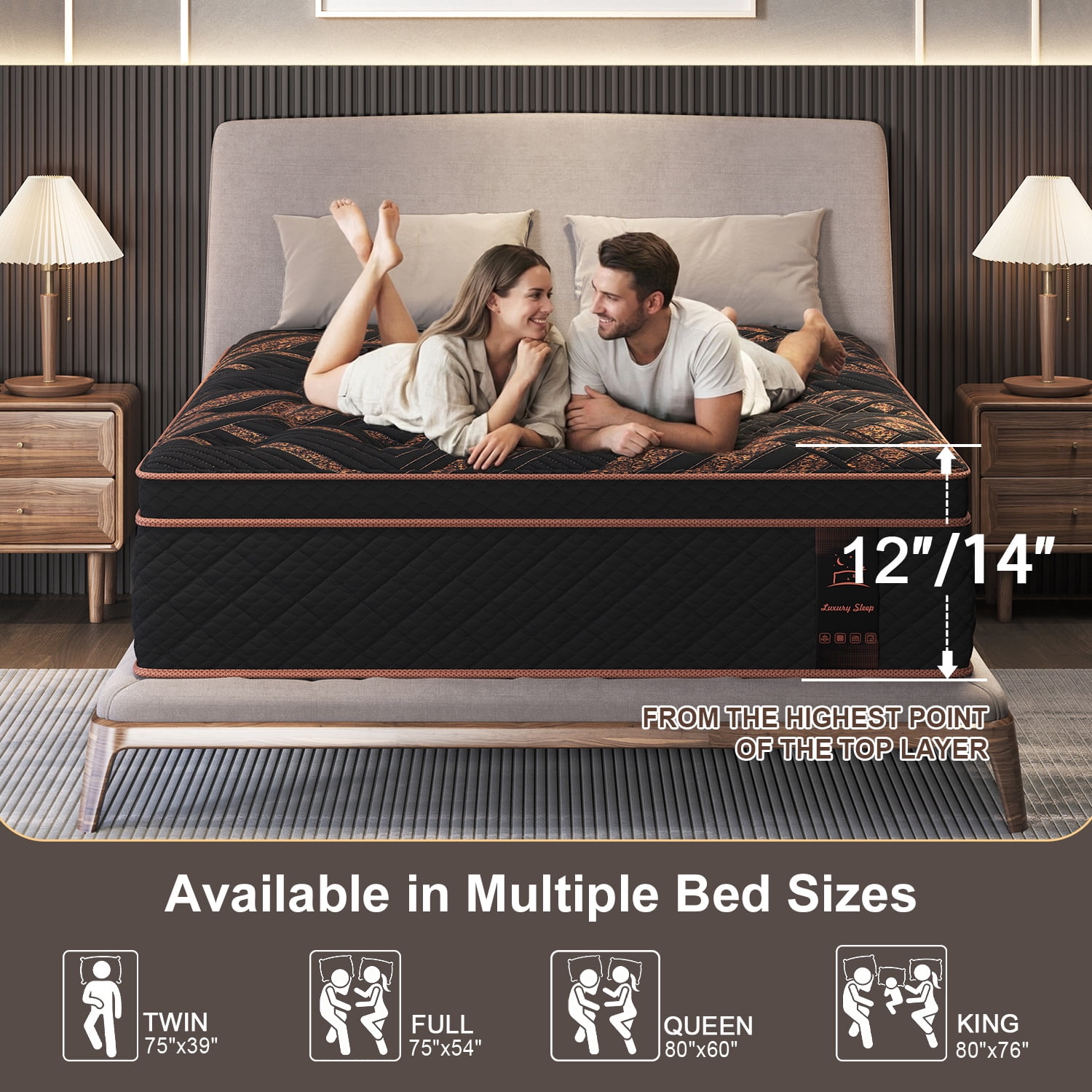 Duchessz 10 inch King Mattress in a Box Gel Memory Foam Pocket Innerspring Medium Firm Hybrid Mattress ,Adult