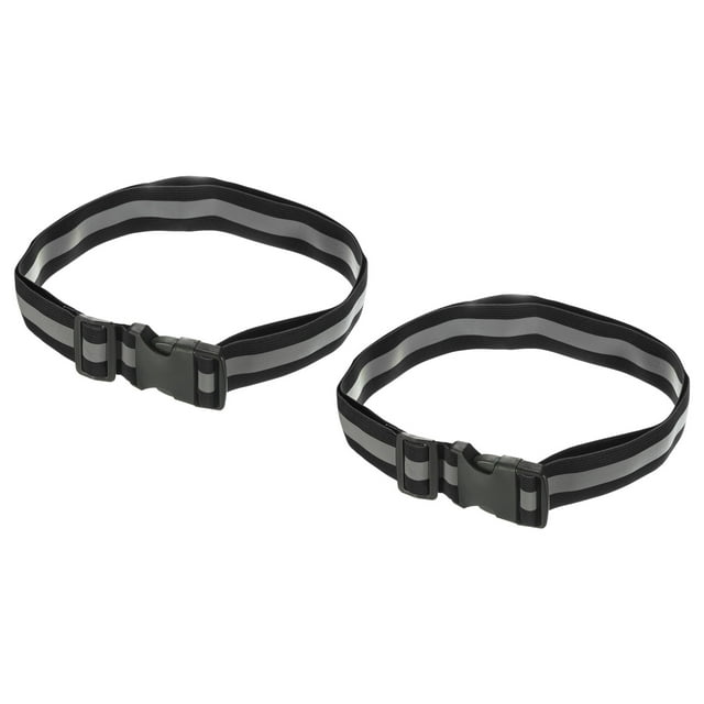 Unique Bargains Reflective Belt Bands 24x1.6 Inch Strip High Visibility Reflective Running Gear for Cycling Walking Black 2 Pack