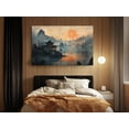 thumbnail image 2 of Japanese Temple Sunset Canvas Print - Serene Lake & Misty Mountains - High-Quality Tranquil Decor - Handcrafted Traditional Artwork - Timeless Home Accent, 2 of 7