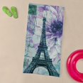 thumbnail image 3 of CafePress - Stamps Purple Floral Modern Paris Eiffel Tower Bea - Large Beach Towel, Soft 30"x60" Towel with Unique Design, 3 of 3