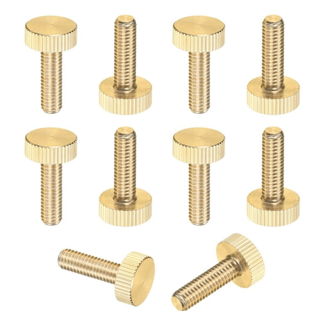 Uxcell 10-Pack Tornillos de Mariposa Estriados, M6x20mm Perillas de Cabeza Plana de Latón