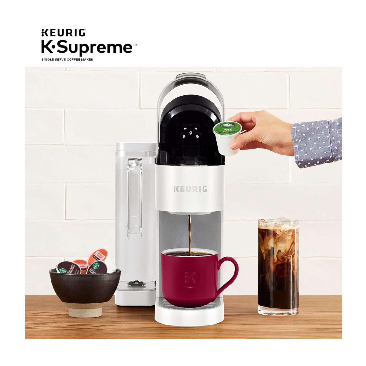 Keurig K-Supreme Single Serve K-Cup Pod Coffee Maker with MultiStream Technology, 4 Brew Sizes and 66oz Dual-Position Removable Reservoir (White)