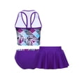 thumbnail image 2 of CHICTRY Girls 3-pc Swimsuit Floral Top with Bottoms and Skirts Bathing Suit Purple 7-8, 2 of 7