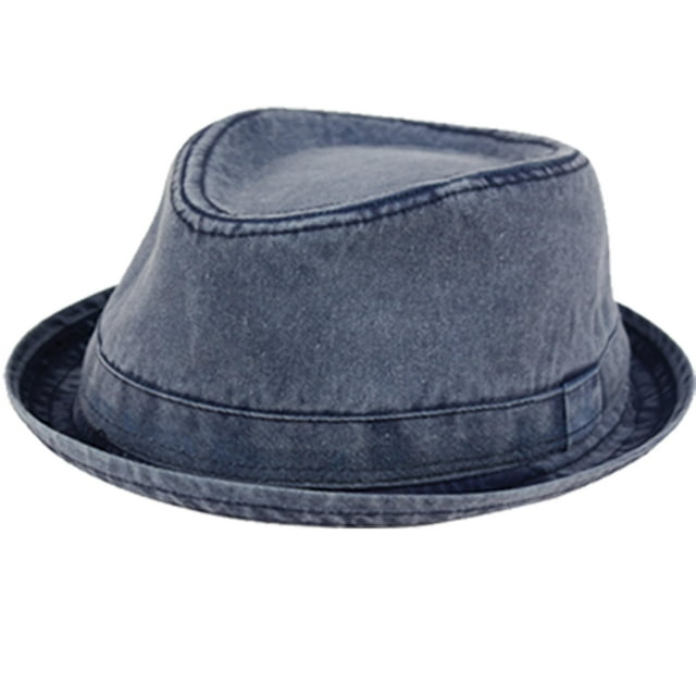 Sombrero Fedora EPOCH de algodón lavado, estilo vintage, azul marino