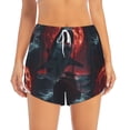 thumbnail image 2 of Balery Red Moon Shark Sailboat Pattern Women's Running Shorts with Liner 2 Pockets Elastic Workout Athletic Gym Yoga Shorts-Small, 2 of 7