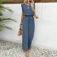 thumbnail image 4 of ABATAB Jumpsuits for Women Summer Ruffle Sleeveless Crewneck Rompers Drawstring Long Trendy Clothing with Pockets, 4 of 5