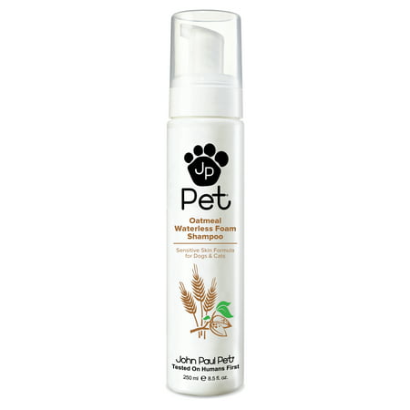 John Paul Pet Oatmeal Waterless Foam Shampoo for Dogs & Cats, Sensitive Skin Formula, 8.5