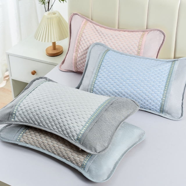 Bowayaoa Ice Silk Pillowcase Cool Detachable Washable Summer Breathable Neck Protection Pillow Case Soft Nylon Home Bedding