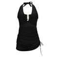 thumbnail image 6 of Push Up Swimsuit for Women One Piece Mesh Swim Dress Slimming Ruched Drawstring Sarong Wrap Swim Skirts, 6 of 9