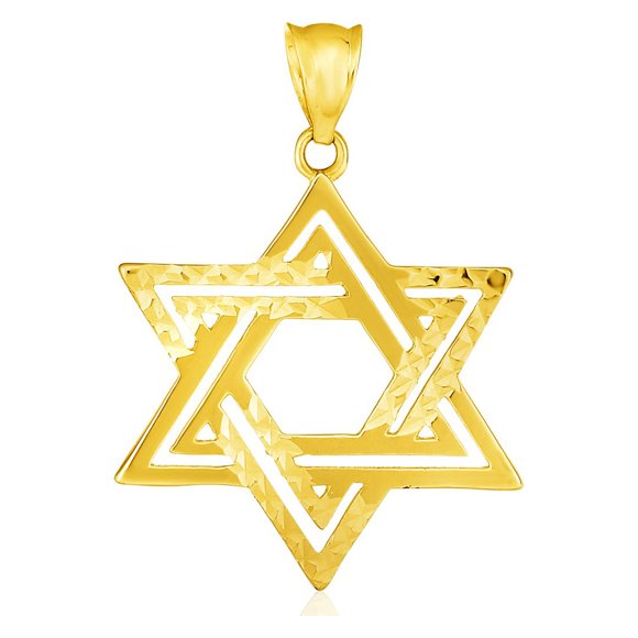 14k Yellow Gold Textured Star of David Pendant