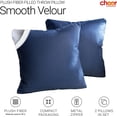 thumbnail image 4 of Cheer Collection Velour Throw Pillows - Set of 2 Decorative Couch Pillows - 18" x 18" - Navy Navy Blue 18" x 18" (Set of 2), 4 of 8