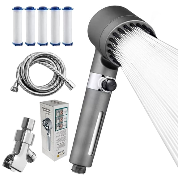 NATPLUS High Pressure Filtered Shower Head, Handheld Showerhead with Scalp Massager and Pause Button, Water Saving Spray for Hard Water & Dry Skin, Handheld Shower Head