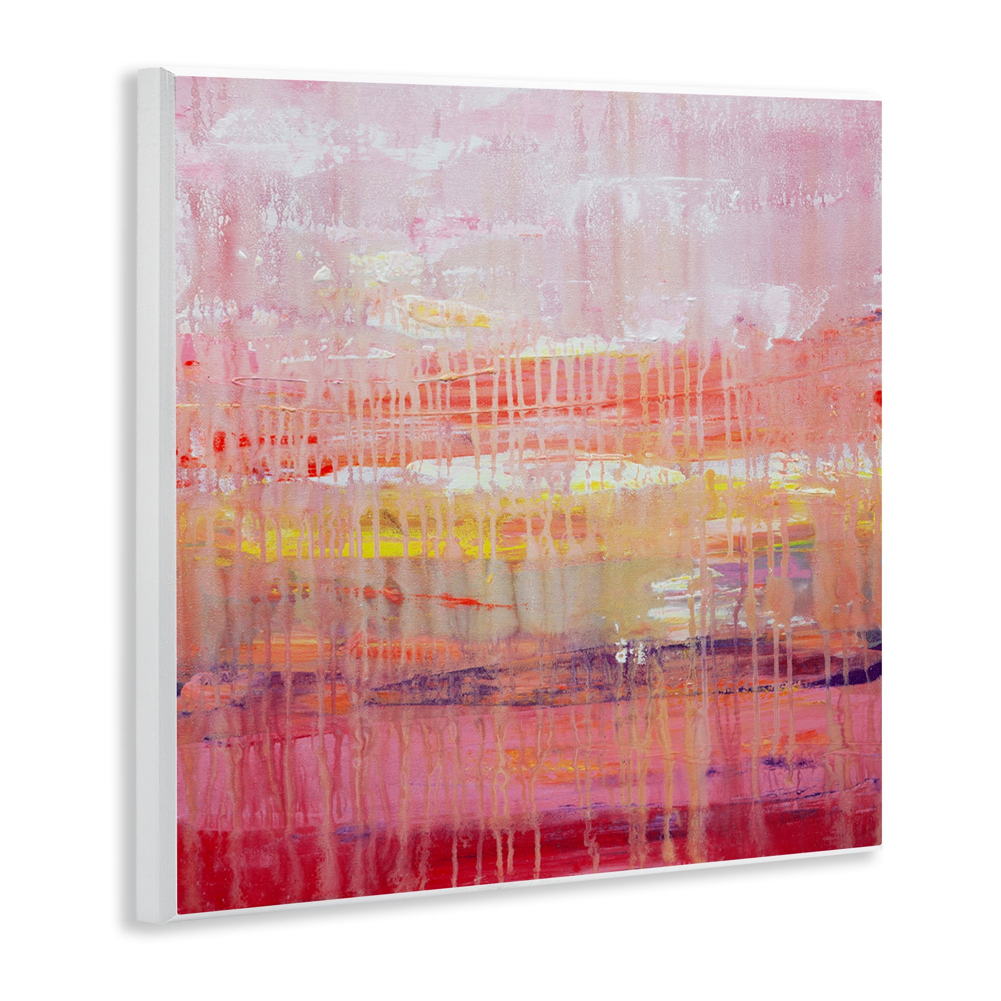 Stupell Industries Dripping Paint on Pink Abstract Painting Unframed Art Print Wall Art, 12 x 12