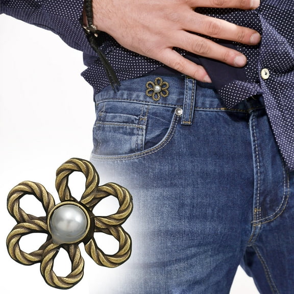 8 Set Pant Waist Tightener Flower Buttons Pins for Loose Jeans, Waist Cincher Clip, Ring Tightener for Loose Rings Women, New Adjustable Waist Buckle Extender Set Pants Clips, No Sewing for Skirts