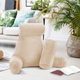 thumbnail image 6 of Nestl Reading Pillow, Extra Large Bed Rest Back Pillow with Arms For Bed, Premium Shredded Memory Foam Backrest Pillows, Detachable Neck Roll & Lumbar Back Support Pillow, Beige Cream, 6 of 8