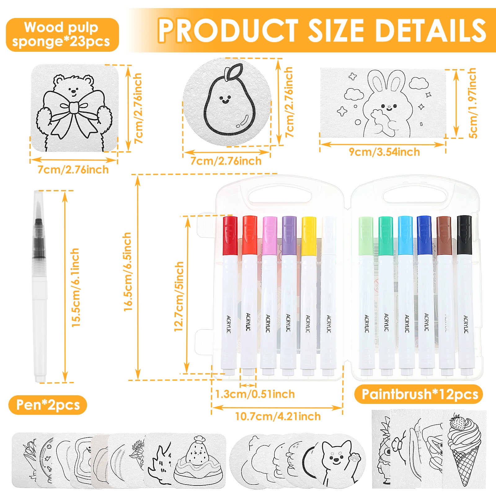 LINFANG 37Pcs Magic Foam Texture Painting Kit Creative 3D Drawing Magic Puffy Paint Kit Safe DIY Drawing Texture Art Supplies Set with Water Brush for Kids Adults