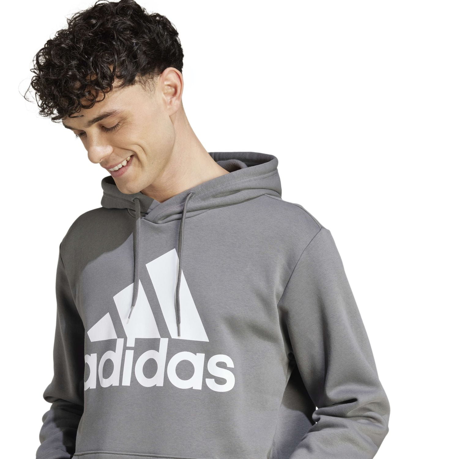 Men's adidas Essential Big Logo Fleece Hoodie Color: Grey Four Size: XXL