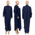 thumbnail image 4 of JGGSPWM Womens Ankle Length Maxi Tops Solid Button Down Cardigans Lapel V Neck Long Sleeve Shirts Irregular Flare Hem Tshirt Cardigan Boyfriend Style Tunic Navy L, 4 of 9