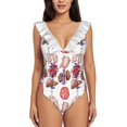 thumbnail image 1 of Watercolor Anatomy Collection One Piece Swimsuit Women Ruffle Monokini Shoulder Swimsuit Bathing Suit Swim Wear Human Heart, 1 of 5