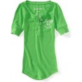 thumbnail image 1 of Aeropostale Womens Solid Henley Shirt, Verde, X-Large Aeropostale henley, 1 of 1