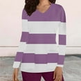 thumbnail image 2 of Xfvqtps Scrub Tops for Women Striped Soft V-Neck Long Sleeve Scrubs Comfortable Lightweight Nursing Uniforms Casual Fashion Striped Nursing Top Working Uniforms with Pockets Purple, 2 of 5