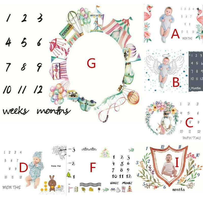 Newborn Baby Monthly Growth Milestone Blanket Letter Prop Photography