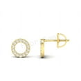 thumbnail image 2 of Small Halo Circle Shape Stud Earrings for Women 14K Yellow Gold Plating Over 925 Sterling Silver, 2 of 3