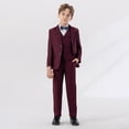 thumbnail image 4 of CPNG Teen Boys Toddler Gentleman Kids Formal Outfits Long Sleeve Suit Clothing Shirt Vest Pant Bow Tie Wedding Outfit(Wine,18-24 Months), 4 of 5