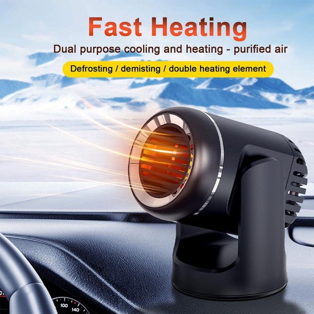 Calentador de coche de 12 V 150 W, calentador de coche portátil, ventilador de descongelación y desempañado de coche con calentador giratorio de 360°, para salpicadero de vehículo o coche o furgoneta esquí esquí Gafas de esquí