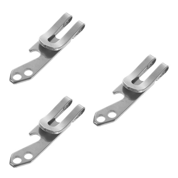 OUNONA 3pcs Multifunction Camping Tool Stainless Steel Bottle Opener Waist Belt Keychain Money Clip Pry Tool