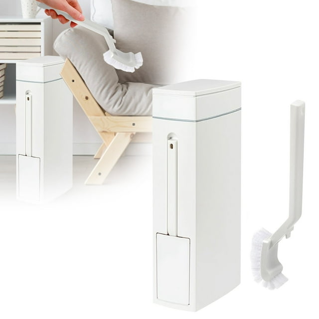 Space Saving Slim Corner Can With Toilet Brush Set For Modern Bathroom Waste Disposal And Enhanced Hygiene