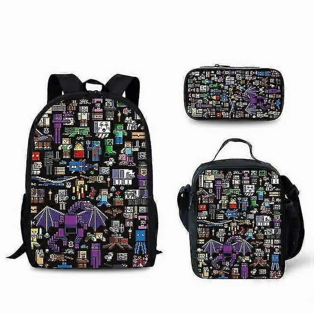The New Minecraft Theme Schoolbag For Elementary School Students 3-piece Set