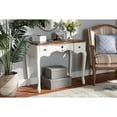 thumbnail image 5 of Sophie Classic Traditional French Country White and Brown Finished Small 3-Drawer Wood Console Table, 5 of 5