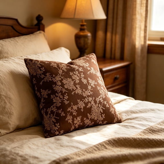 100% Cotton French Pastoral Throw Pillow Covers Background/Brown Farmhouse Decorative Cushion Covers for Sofa Bed Living Room Home Decor