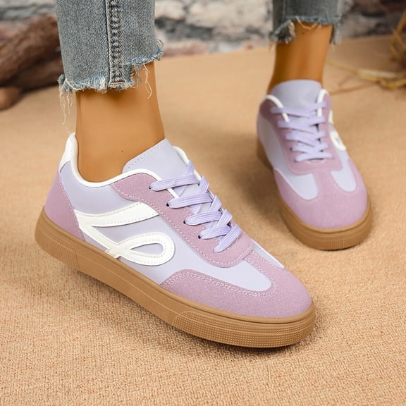 NOKIO Women's Retro Sneakers Fashion 𝖫a𝖼e Up Athlet𝗂c Shoes Casual Non-S𝗅ip Walking Shoes Lightweight Daily Walking Shoes for Back to College