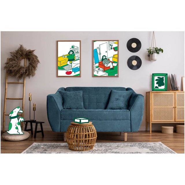 Sofá Love Seat 2 Plazas Makora De Velvet Olivo Modelo Neroli