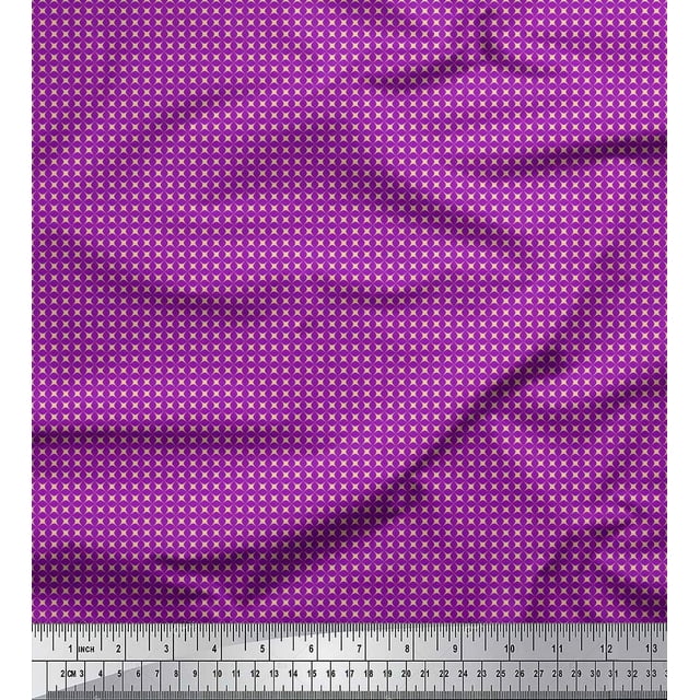 Soimoi Purple Moss Georgette Fabric Artistic Geometric Printed Fabric 1 Yard 42 Inch Wide