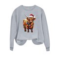 thumbnail image 5 of Ailaofu Highland Cow Sweatshirts for Women Christmas Sweatshirts for Women Western Cow Print Shirt Country Western Sweatshirt, 5 of 6