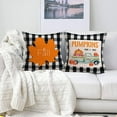 thumbnail image 2 of Pack of 4 Pumpkin Buffalo Check Plaid Pillow Covers 18x18 Inch Autumn Leaves Pumpkin with Truck Farmhouse Cushion Cover Cotton Linen Grateful Thankful Bless Pillow Case Decor (Hi Fall 4Pack), 2 of 6