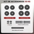 thumbnail image 3 of Set de Mancuernas Ajustables X-Rush Titan 15 kg de Plástico ABS con Núcleo de Cemento, Barra Recta de Conexión y Accesorios para Entrenamiento en Casa, 3 of 6