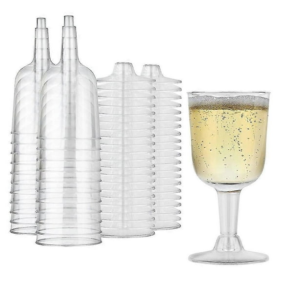Recyclable Plastic Wine Glasses - Shatterproof Disposable Cups for Champagne, Dessert, 20-Pack