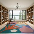 thumbnail image 2 of ODIKA 9'x12' Vibrant Multicolor Retro Design Washable Area Rug Abstract Minimalist Floral Art Pattern Low Pile, Flatwoven, for Great Room, Indoor Concept, Large Living, 2 of 7