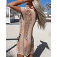 thumbnail image 3 of CORIRESHA Vestido sexy de manga corta para mujer, diseño rasgado y hueco de punto transparente para la playa, 3 of 3