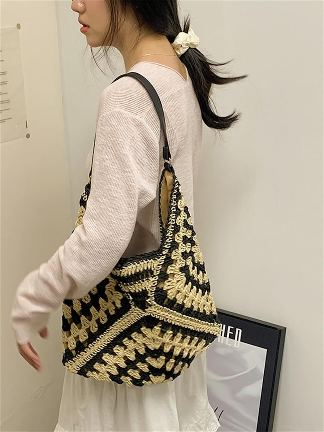 Zhengup Straw Bags for Women Summer Beach Tote Purse Crochet Shoulder Everything Holiday Work Everyday Handbag