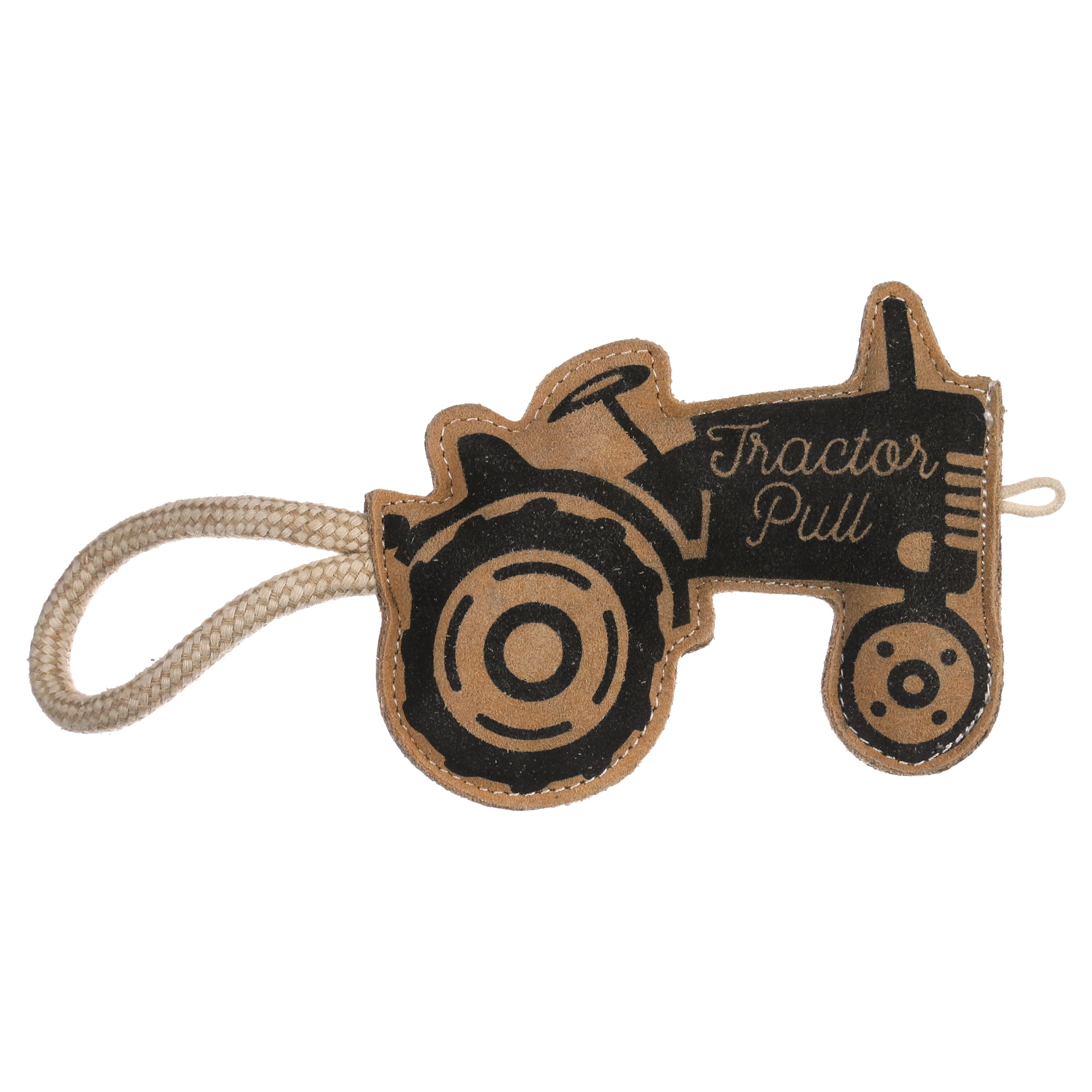 Natural Leather Tractor-Pull Tug Toy - 13"