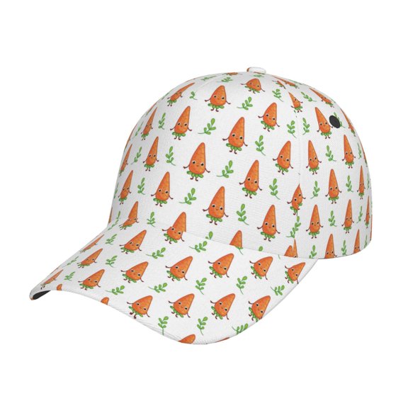 Haiem Cute Carrot Print Baseball Cap Dad Hat Cotton Soft Adjustable Fashion Hats for Men Women Unisex Style Headwear