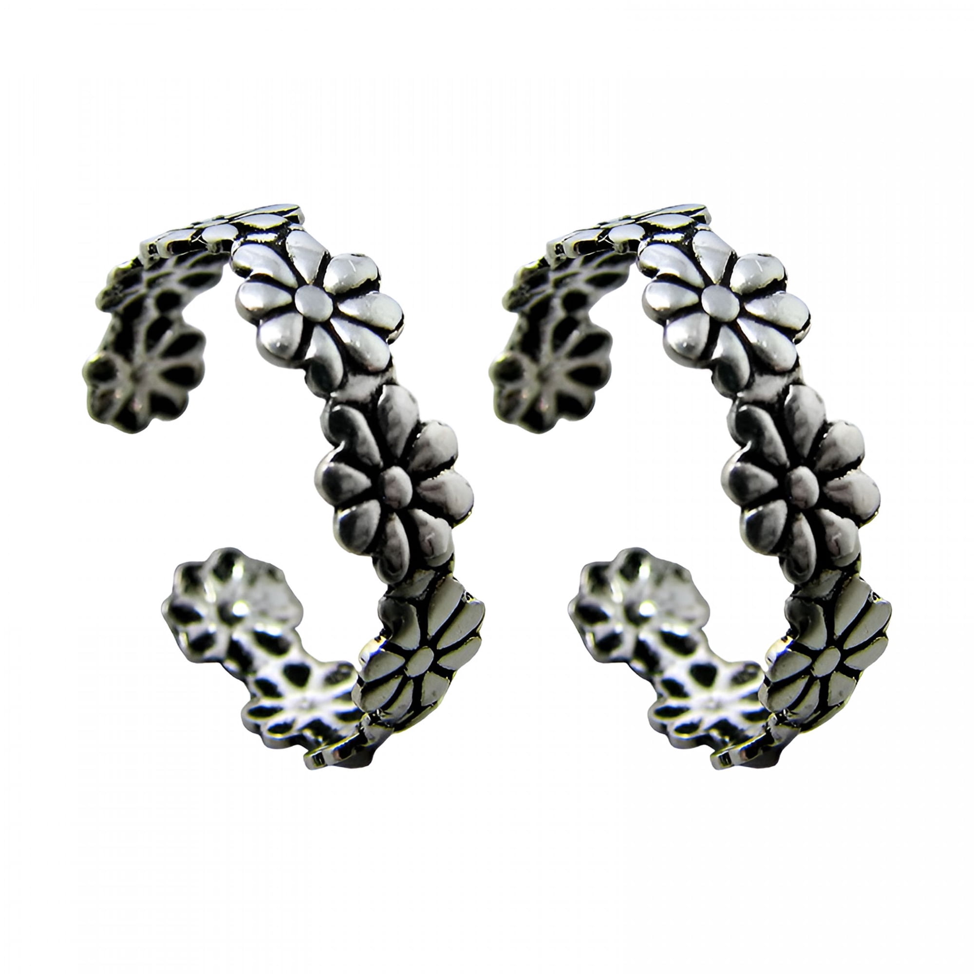DESIGNICE 2026 New Antique Beach Foot Adjustable Metal Toe 2Pc Silver Women Ring for Beach,Vacation,Daily Use Rings Toe Rings for Women