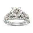 thumbnail image 5 of 2 1/4 CTTW Center 7.5MM Round Cut Lab Created Moissanite Diamond Wedding Band Bridal Set Ring In 10K Solid White Gold (G-H Color, VVS1 Clarity, 2.25 Cttw)-10, 5 of 8