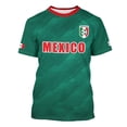 thumbnail image 2 of Mexico 2026 Soccer Cup Fan Jersey for Men, Crewneck Short Sleeve T-Shirt with Shield & Text Graphic, Lightweight Breathable Athletic Top, 1 PC Cyan L, 2 of 3